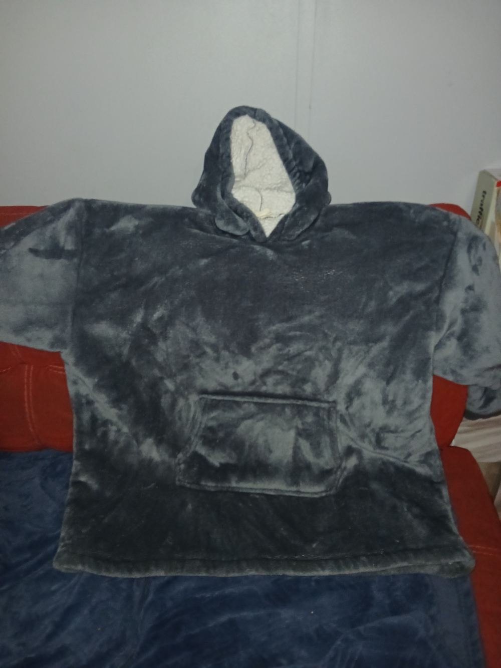 Plush Hooded Kids Pullover Sweatshirt - Dark Gray